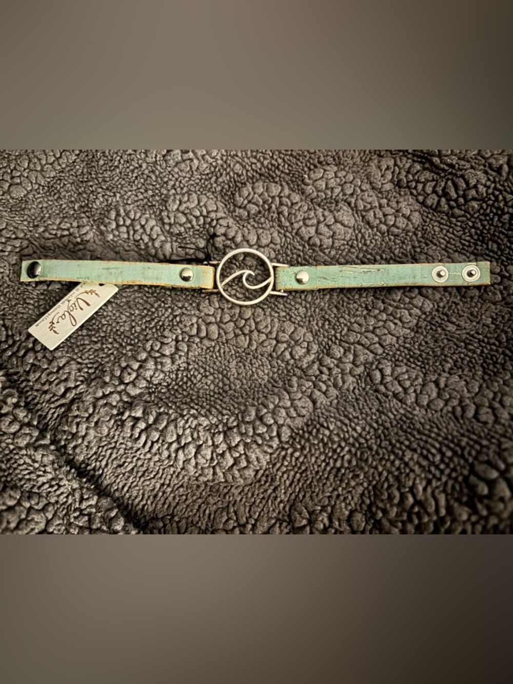Aqua Leather Wave Bracelet